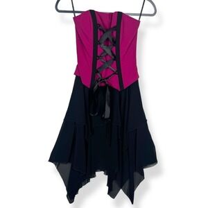 Gunne Sax Jessica McClintock Strapless Dress Womens Size 5 Corset Y2K Ren Fair